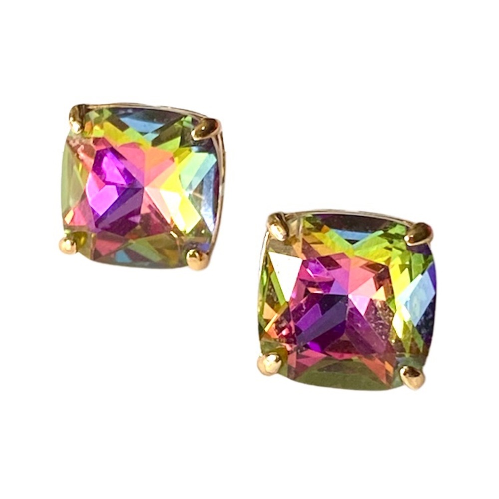 Kate Spade Faceted Rainbow Iridescent Square Stud Earrings